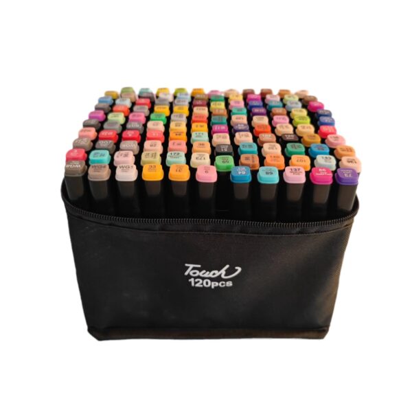 Fanno-Professional Dual-Tip Marker Set - 120 Colors with Color-Coded Caps for Easy Identification