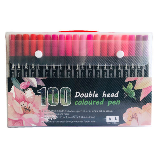 Fanno-100-Color Dual-Head Brush and Fine Tip Marker Set - Vibrant Colors for Art and Craft Projects