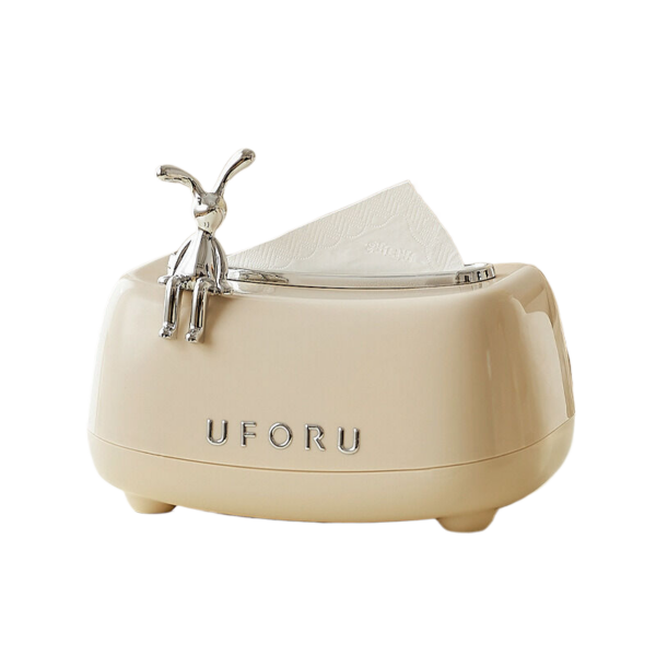 Fanno-Tissue box rabbit cream white 21cm 13.8cm 11.5cm ABS material