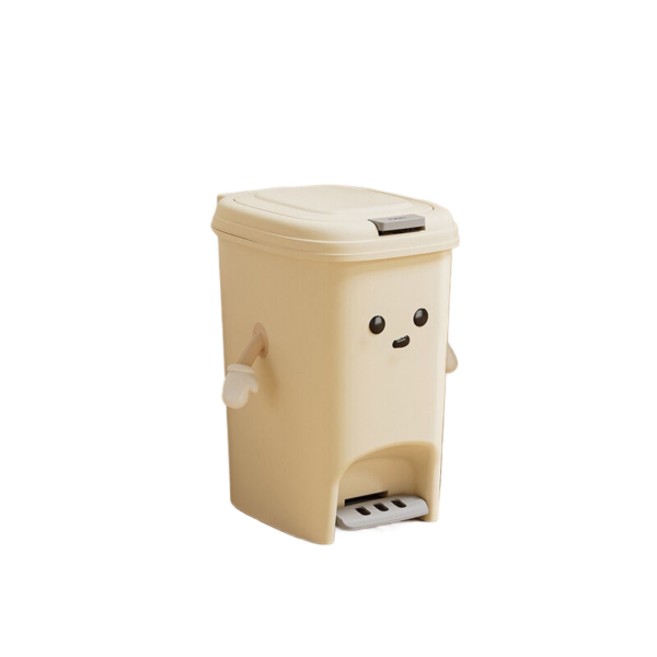 Fanno-8L foot pedal trash can cream white fun  size 20cm color U