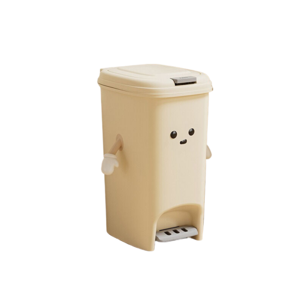 Fanno-15L foot pedal trash can fun  cream white size 20cm x 27.5cm