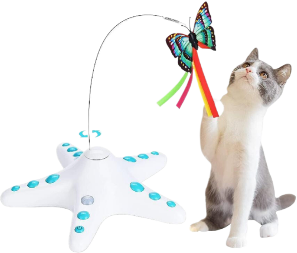 Fanno-Butterfly Cat Toy small medium cats replaceable 228mm colorful PC ABS