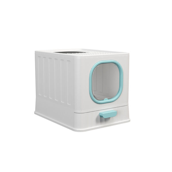 Fanno-cat litter box blue plastic enclosed 38cm 51cm 39cm folding