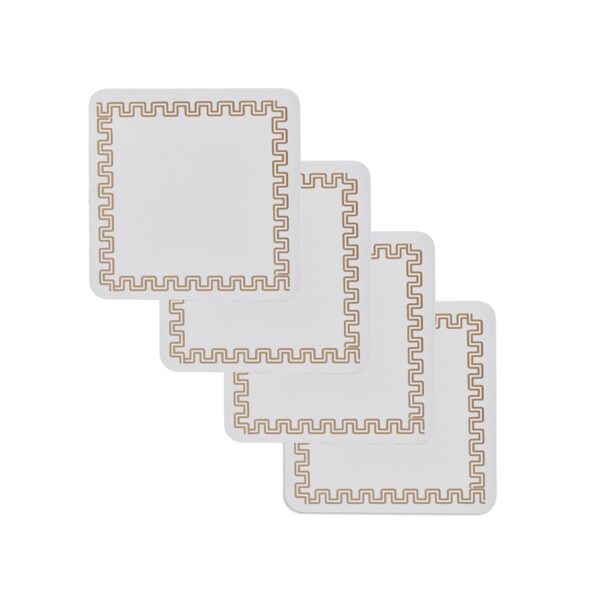 Fanno-MDF Coasters Set of 4 Gold Border 10x10cm Heat Resistant Wipe Clean