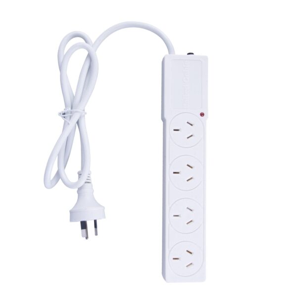 Fanno-4 Outlet Powerboard surge protection 1m lead indoor use 240V white