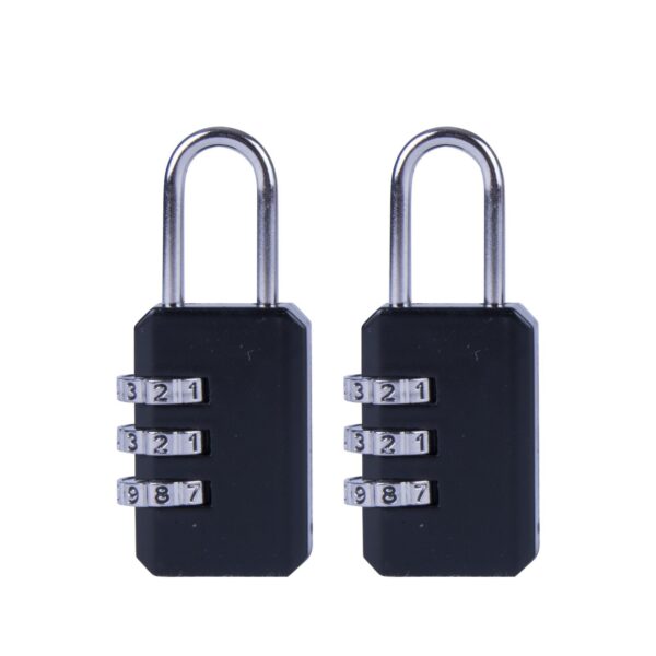 Fanno-Combination padlock 3 dial key free luggage secure 10mm compact black