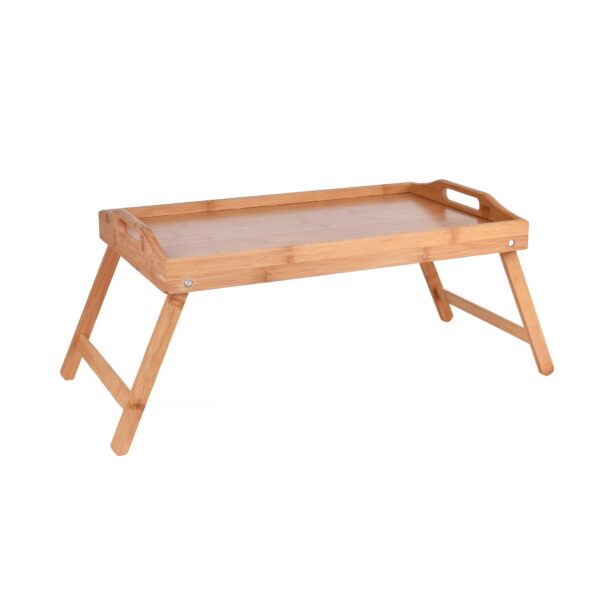 Fanno-Foldable Bamboo Tray Natural 50x30x22cm Serving Table Breakfast Lap