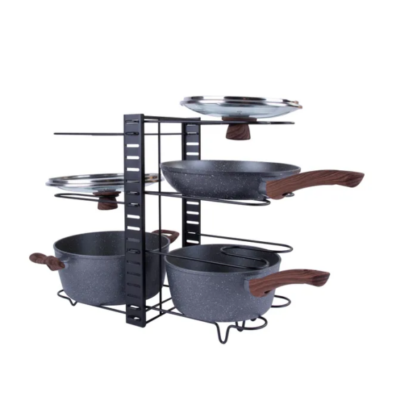 Fanno-kitchen rack adjustable organizer black iron compact 8 tiers 46cm