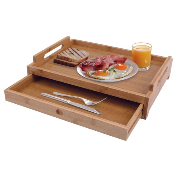 Fanno-bamboo serving tray lightweight durable breakfast in bed 43x31x10cm natural