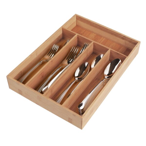 Fanno-Bamboo Cutlery Tray Kitchen Organizer Drawer Storage Natural 35x25cm