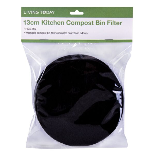 Fanno-Compost Bin Filter 6PC Activated Charcoal Odor Absorption 13cm Black