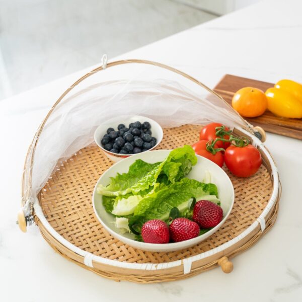 Fanno-Bamboo Food Cover 40cm Foldable Eco-friendly Outdoor Bug Net Tray