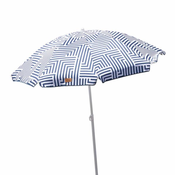 Fanno-Beach Umbrella 150cm Adjustable Tilt Sunshade 180cm Pole Blue