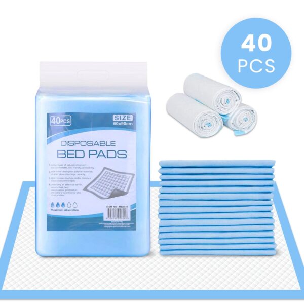 Fanno-bed underpads 40pk absorbent waterproof 60x90cm soft comfort