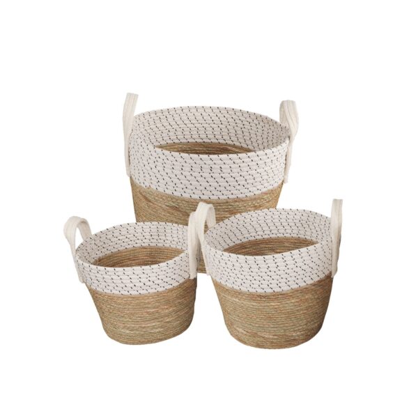 Fanno-Storage Baskets Set Cotton Rope 3 Piece Medium Large Small Grey