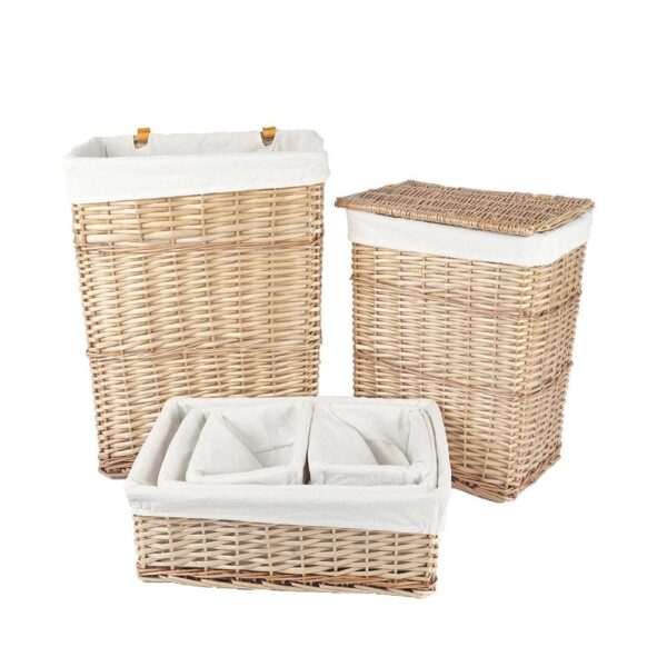 Fanno-Wicker Storage Baskets Set 6 Piece Beige Medium Large Home Organization