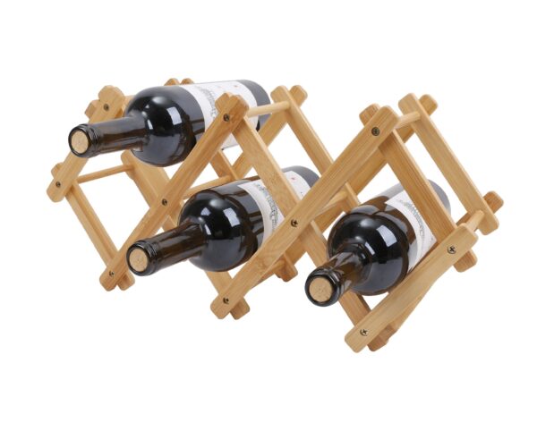 Fanno-Foldable Wine Rack 7 Bottles Bamboo Storage Home Bar 50cm Natural Color