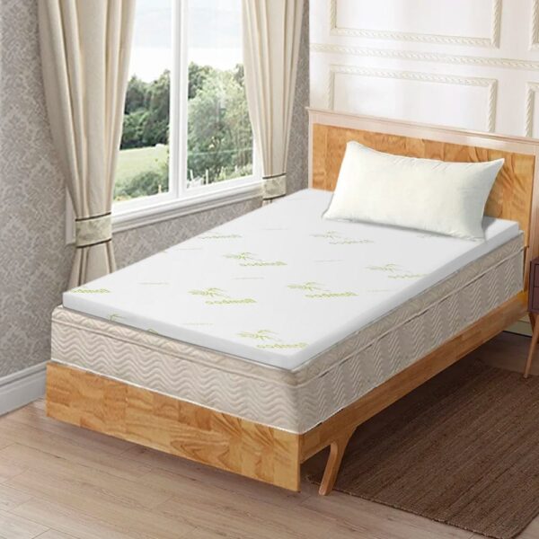 Fanno-Memory Foam Mattress Topper Bamboo Cover 6cm Single Size Comfort Soft