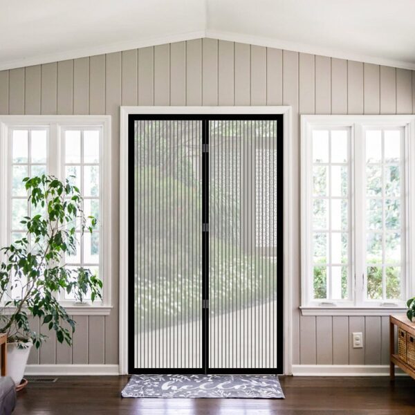 Fanno-magnetic screen door insect mesh curtain 210cm 100cm black