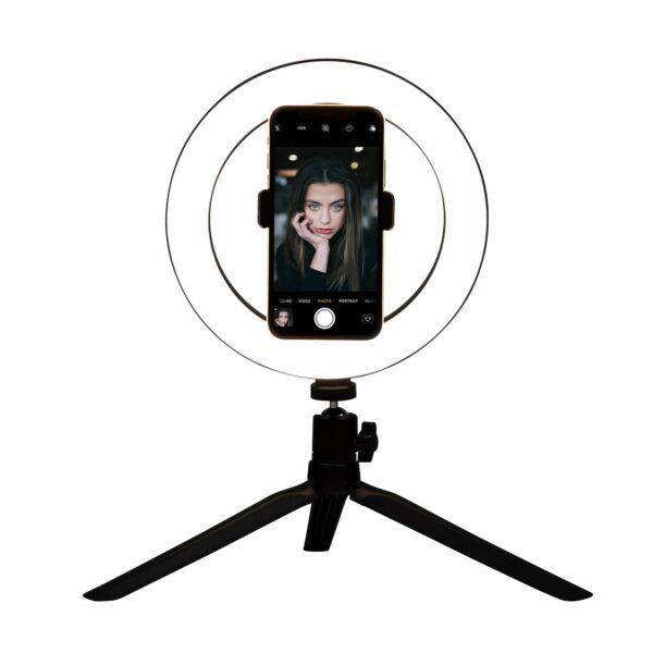 Fanno-LED Studio Ring Light 20cm Adjustable Phone Holder Warm Cool Natural