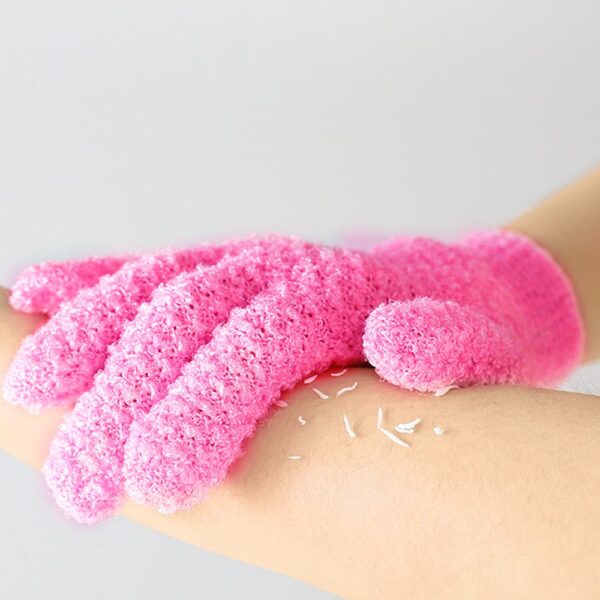 Fanno-Exfoliating Shower Gloves Pink Massage Cleanse Exfoliate One Size Soft