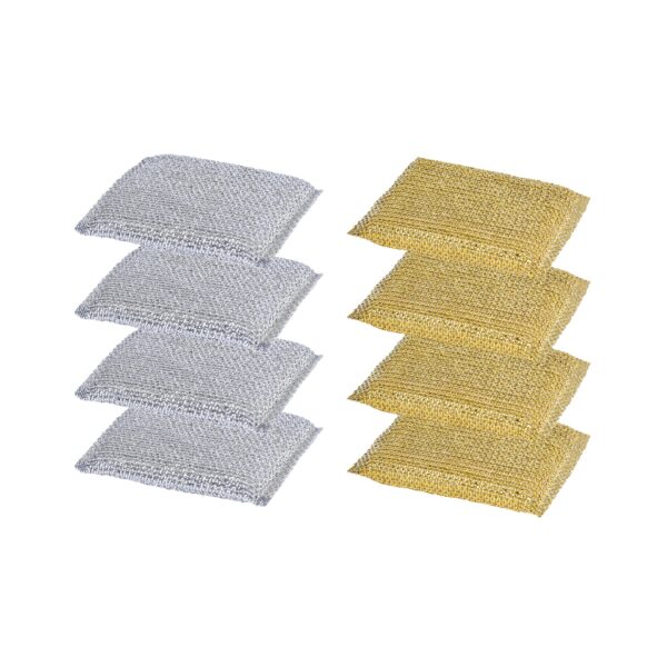 Fanno-Non Scratch Mesh Sponge 8PK Metallic Silver Gold Soft Core 12x9x1cm