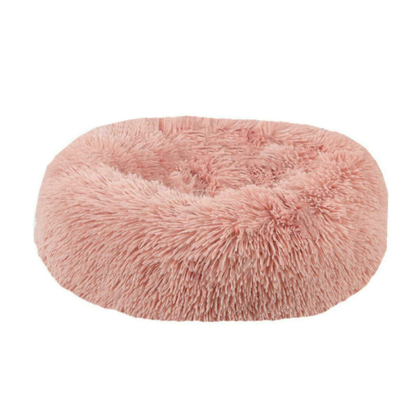 Fanno-Calming Pet Bed Salmon Pink 70cm Ultra Soft Faux Fur Round Shape