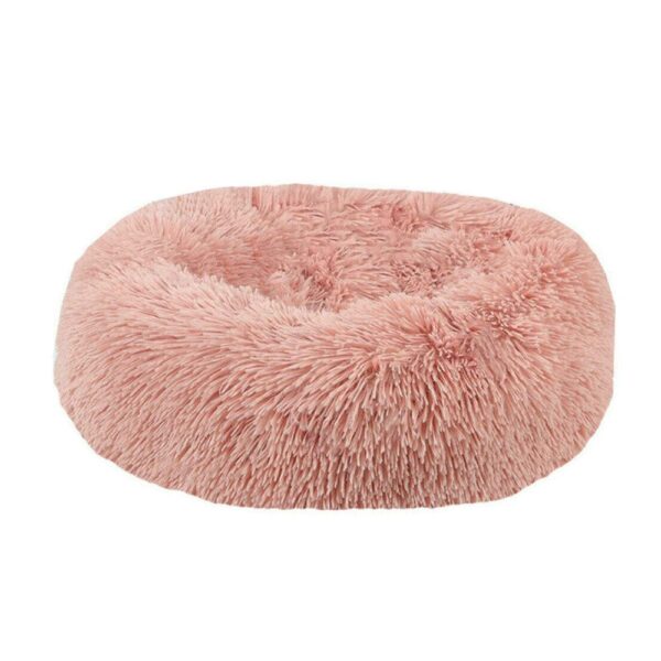 Fanno-Calming Pet Bed Salmon Pink 60cm Ultra Soft Faux Fur Round Shape