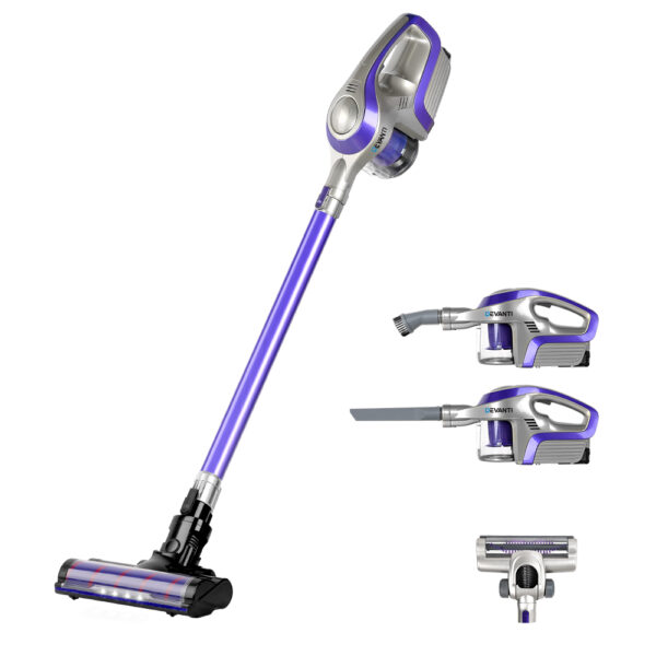 Fanno-Cordless Handstick Vacuum Cleaner with HEPA Filter and LED Headlight Purple Grey