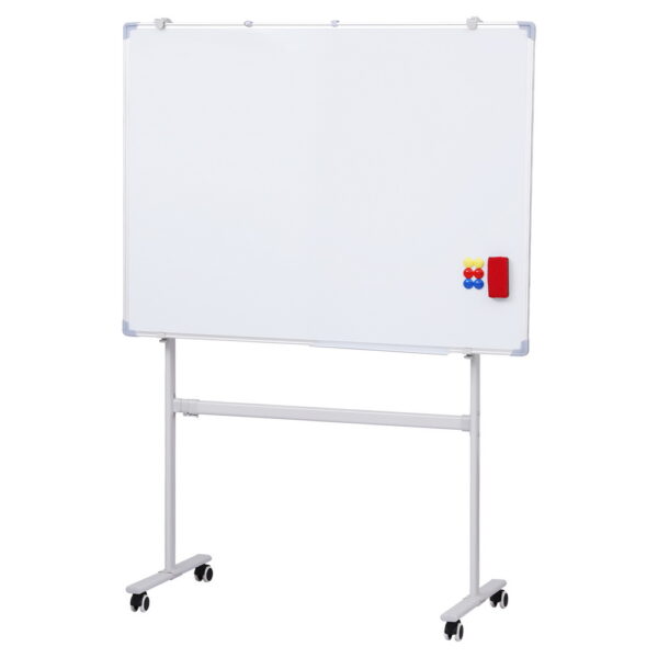 Fanno-Double-Sided Magnetic Whiteboard 90x120cm with Wheels and Accessories for Easy Use