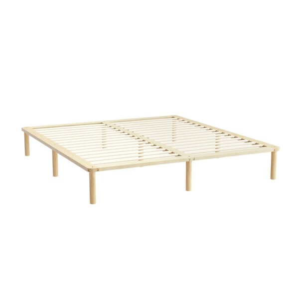 Fanno-Wooden Bed Frame King Size Solid Pine Minimalist Design Easy Assembly