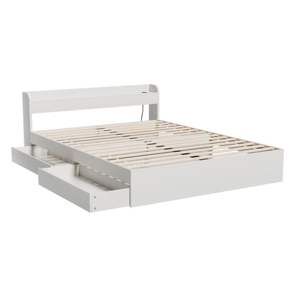 Fanno-Double Bed Frame with USB Charging Ports and Storage Drawers for Easy Assembly