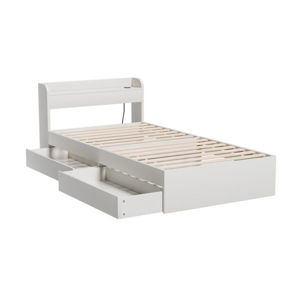 Fanno-Bed Frame with USB Charging Ports and Storage Drawers for Single Mattress