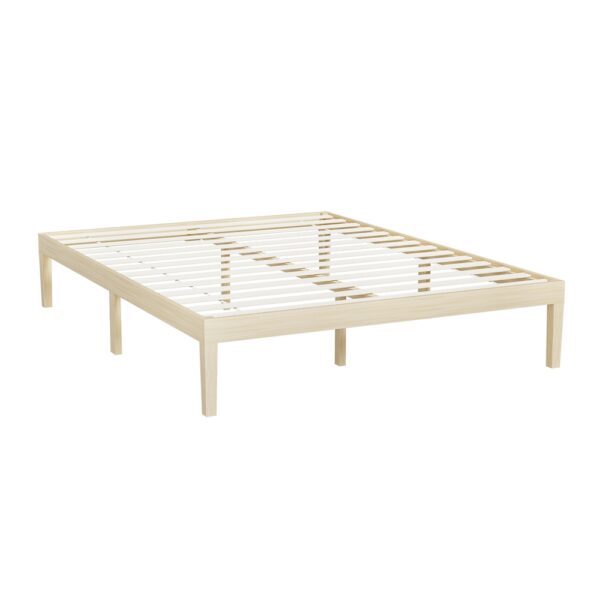 Fanno-Wooden Bed Frame Double Size Pine Platform Minimalist Design Easy Assembly