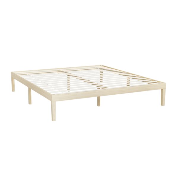 Fanno-Wooden Bed Frame King Size Solid Pine Minimalist Design Easy Assembly Stable Support