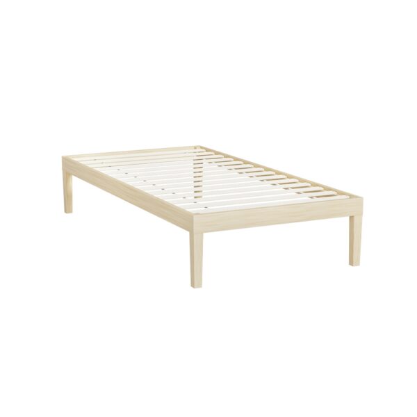 Fanno-Wooden Bed Frame Single Size Pine Platform Minimalist Design Easy Assembly