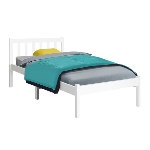 Fanno-Single Size Wooden Bed Frame in White Compatible with Australian Mattresses