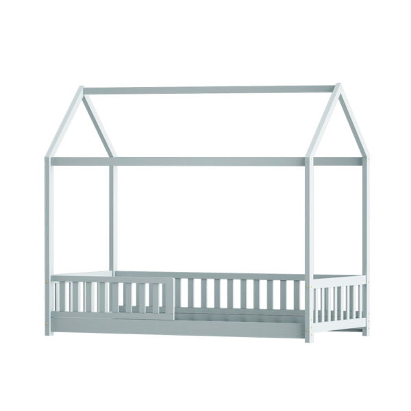 Fanno-Kids House Bed Frame Solid Pine Wood Grey Sturdy Design for Australian Single Mattress