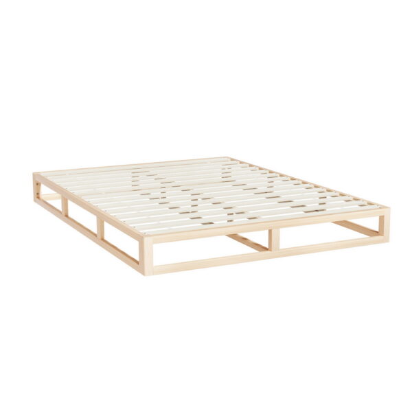 Fanno-Wooden Bed Frame Queen Size Pine Platform with Under-Bed Storage and Easy Assembly