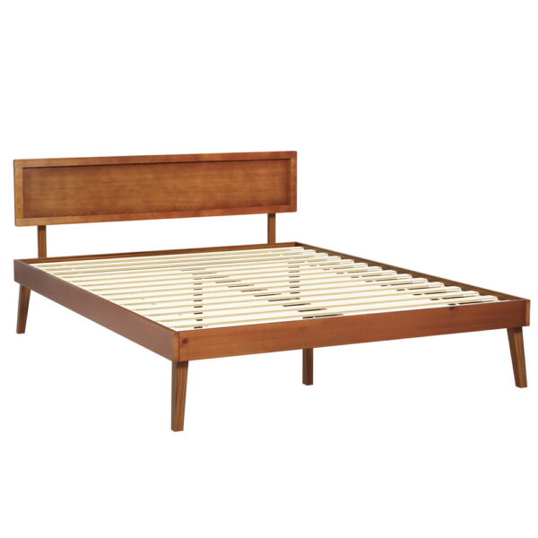 Fanno-Wooden Bed Frame Queen Size Solid Pinewood Rustic Design Easy Assembly