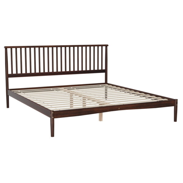 Fanno-Wooden Bed Frame King Size Scandinavian Design Solid Pinewood Walnut Finish