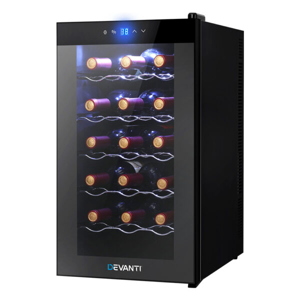 Fanno-Wine Cooler 18 Bottles Thermoelectric Touch Control UV Resistant Compact Design