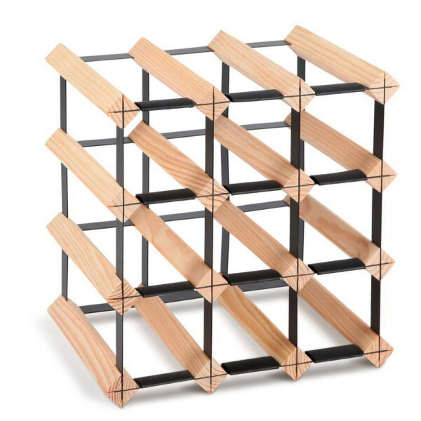 Fanno-Wine Rack for 12 Bottles Solid Pine Wood Heavy-Duty Steel Space Saving Design