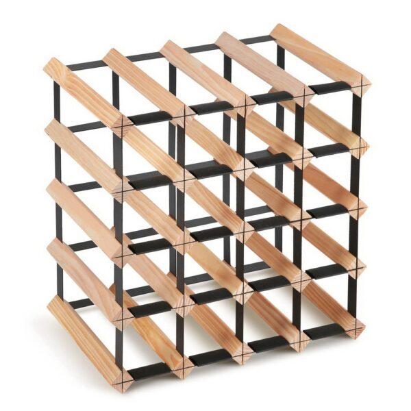 Fanno-Wine Rack for 20 Bottles Solid Pine Wood Heavy-Duty Steel Space Saving Design