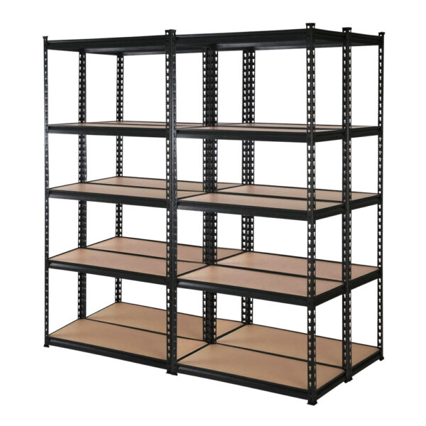 Fanno-Heavy Duty 5-Tier Shelving Unit Adjustable Steel Storage Rack 200kg Capacity Black