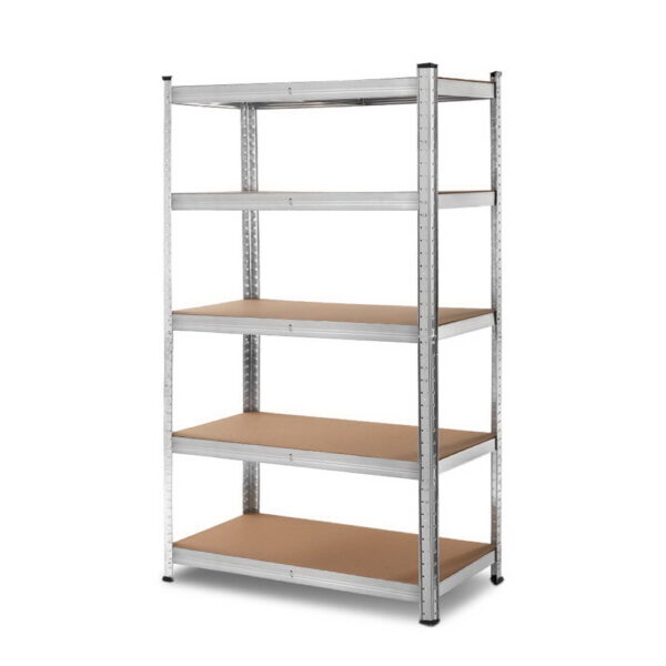 Fanno-Heavy Duty Storage Shelf Rack Adjustable Steel Shelving Unit 200kg Capacity Silver