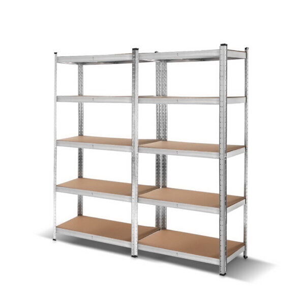 Fanno-Heavy-Duty Storage Shelf Rack Adjustable Steel Shelving Unit 200kg Capacity Silver