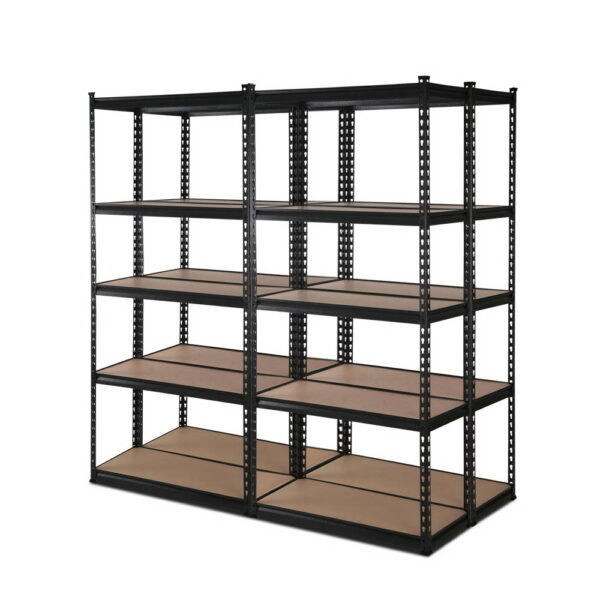 Fanno-Heavy-Duty Storage Shelf Rack Adjustable Steel Shelving Unit 150kg Capacity Black