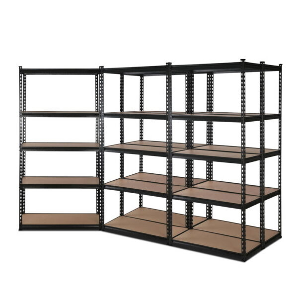 Fanno-Heavy-Duty Storage Shelf Rack Adjustable Steel Shelving Unit 150kg Capacity Black