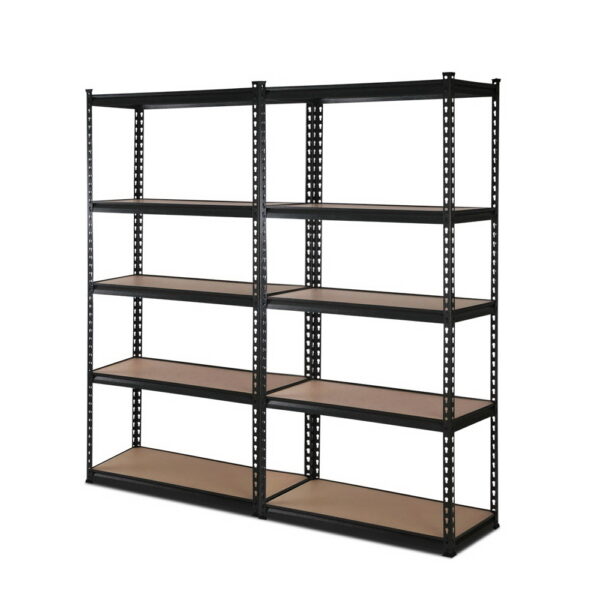 Fanno-Heavy-Duty Storage Shelf Rack Adjustable Steel Shelving Unit 200kg Capacity Black